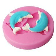 FOUR-C Silicone Cupcake Mold Dolphins Cake Decor Mould Color Pink