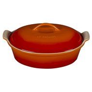 Le Creuset Heritage Flame Enameled Stoneware 2.5 Quart Covered Oval Casserole