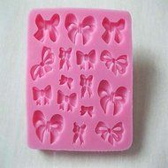 Tint 3D Bowknot Fondant Cake Mold,Food-grade Silicone Mold ,Chocolate Candy Soap Mold,Bakeware(Random Color) N2