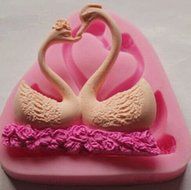 Longzang Swan Lovers Art Deco Silicone Mold Sugar Craft DIY Gumpaste Cake Decorating Clay Pink