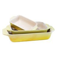 Le Creuset 3 Piece Soleil Yellow Stoneware Rectangular Casserole Dish Set