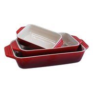 Le Creuset 3 Piece Soleil Yellow Stoneware Rectangular Casserole Dish Set N3