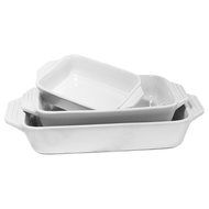 Le Creuset 3 Piece Soleil Yellow Stoneware Rectangular Casserole Dish Set N5
