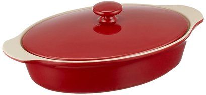 The Mexican Kitchen by Rick Bayless Oval Casserole with Lid, Small, Red N3