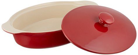 The Mexican Kitchen by Rick Bayless Oval Casserole with Lid, Small, Red N4