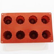 X-Haibei Silicone Mold Muffin Jello Cake Baking Pan 8-cavity 2x2inch Canneles Mould N2