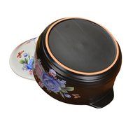Qingsm High Temperature Flame Ceramics Health Colorful Pattern Casserole (white lid &amp; blue rose) N4
