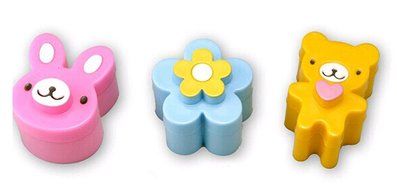 Yunko 3pcs Set Pink Rabbit Blue Flower Yellow Bear Bento Lunch Box Sushi Rice Cutter Mold