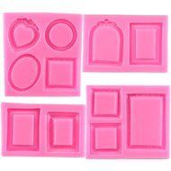 Mujiang Vintage Mirror Frames Fondant Cake Decorating Tools Clay Silicone Molds Set Of 4