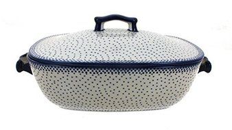 Polish Pottery Small Dots Roaster with Lid