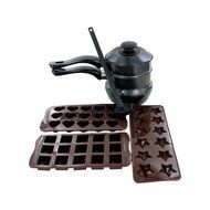 The Kitchen Queen 6 Pack Chocolate Making Kit Includes Ladle, Double Boiler, and Chocolate Moulds + 10" Whisk N2