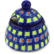 Ceramika Bona H6407F Polish Pottery Ceramic Sugar Bowl Hand Painted, 12-Ounce