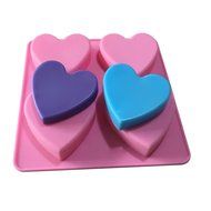 Allforhome(TM) Heart Shape 4 Cavities Silicone Cake Baking Mold Cake Pan Muffin Cups Handmade Soap Molds Biscuit...