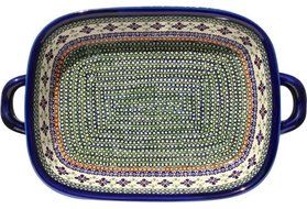 Polish Pottery Baking Dish with Handles From Zaklady Ceramiczne Boleslawiec #1345-du60 Unikat Pattern, Depth:... N2