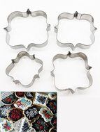 Plaque Frame Cookie Cutter, Kootips 4 Pcs/Set Square Frame Plaque Fancy Oval Stainless Steel Cookie Cutter
