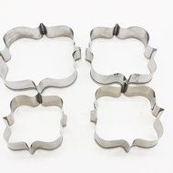 Plaque Frame Cookie Cutter, Kootips 4 Pcs/Set Square Frame Plaque Fancy Oval Stainless Steel Cookie Cutter N2