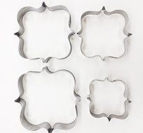 Plaque Frame Cookie Cutter, Kootips 4 Pcs/Set Square Frame Plaque Fancy Oval Stainless Steel Cookie Cutter N3