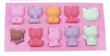 ALVA Home 10 even KT Cat ice mold cake mold Silicone Chocolate Moulds 5pcs#CM77