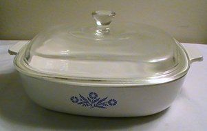 Corning Ware Blue Cornflower Casserole 8" Skillet Baking Dish w/ Lid - P-9-B