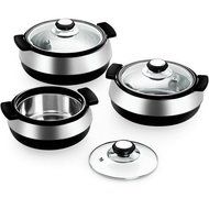 3-Piece Stainless Steel Round Casserole Set by Cello