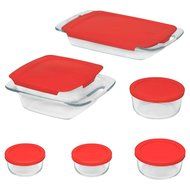 Pyrex Glass Bakeware and Food Storage Set 6 Dishes 6 Lids Total 12pc