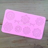Flower Star Doily Silicone Embossing Mold Ribbon Bow Gum Paste Fondant Cake Lace Decorating Sugar Craft Mat N3