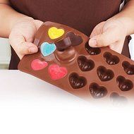 Silicone Chocolate Molds Candy Mold &amp; Ice Cube DIY Baking Trays Heart Shaped Jelly Pan 15-Cavity(1 PCS) N4