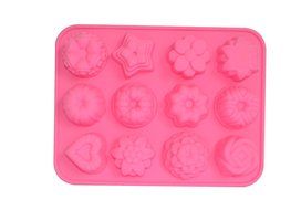 YIJIA 12 Cavity Flowers Silicone Non Stick Cake Bread Mold Chocolate Jelly Candy Baking Mould