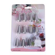 Pastry Decorating Set with 100 Disposable Piping Bags and 11 Stainless Steel Nozzles &amp; 1 Adapter (Large)