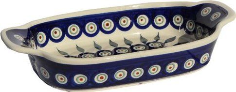 Polish Pottery Rectangular Serving Dish From Zaklady Ceramiczne Boleslawiec #1281-56 Peacock, Length: 10" Width...