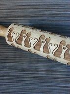 Cat Rolling Pin - Engraved Kissing Cats N4