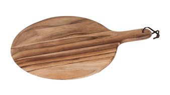 ABBOTT COLLECTION ROUND WOOD PIZZA BOARD WITH STRAP