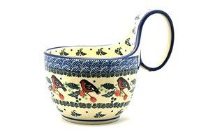 Polish Pottery Loop Handle Bowl - Red Robin