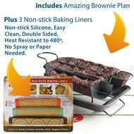 3 Non-Stick Baking Liners Plus Amazing Brownie Pan N2