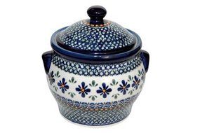 Polish Pottery Mosaic Flower Medium Canister