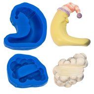 First Impression Molds B243 Moon and Cloud Topper Silicone Cake Decorating Mold Set, Small, Blue N2