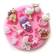 Hual@ Mini Silicone Sugar, Fondant and Cake Mold, Baby Shower Theme, Pink