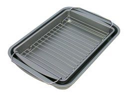 OvenStuff Non-Stick 14.5 Inch x 10.5 Inch x 2 Inch Bake, Broil, &amp; Roast Pan Three Piece Set