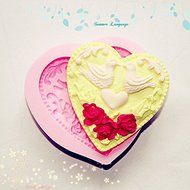 Longzang Birds Lover Art Deco Silicone Mold Sugar Craft DIY Gumpaste Cake Decorating Clay Pink