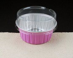 Astra shop 3 2/5" 130ml Disposable Aluminum Foil Cups with Lids for Muffin Cupcake Bread Baking / Pudding Cups... N4