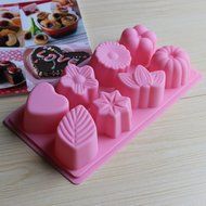 Sealike 8 Cavity Flower Leaf Silicone Cake Baking Mold Soap Decoration Mold with Stylus N2