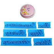 Genenic 6PCS Cookie Decorating Fondant Cutter Happy Birthday Sugarcraft Mould Cake Mold Letter N3