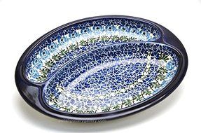 Polish Pottery Dish - Divided Polish Sausage - Antique Rose