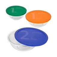6-Piece Lightweight Mixing Bowl Set, Impact-Resistant Glass N3