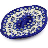 Ceramika Bona H0950F Polish Pottery Ceramic Egg Plate Hand Painted, 11-Inch