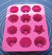 DGI MART Kitchen Party Use 12 Cavities Flowers Shape Chocolate Sugar Ice Cake Silicone Mini Cube Craft Fondant... N2