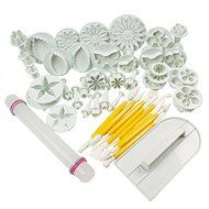 SIO Set of 46pcs Cake Tools Flower Fondant Cake Sugarcraft Cake Decorating Kit Cookie Mold Cake Mould Cutter Baking...
