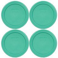 Pyrex 7202-PC Round 1 Cup Green Plastic Lid Cover (4 Pack)
