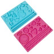 Lacey Mold | Set of 2 Gorgeous 8 X 5 Inches Flower Pearl Non Stick Mat Food Grade Silicone 3D Mold for Cupcake...