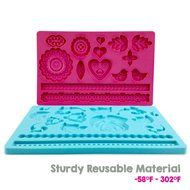 Lacey Mold | Set of 2 Gorgeous 8 X 5 Inches Flower Pearl Non Stick Mat Food Grade Silicone 3D Mold for Cupcake... N4